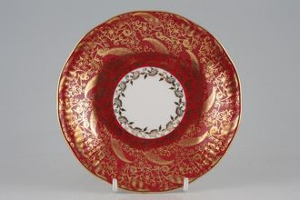 Elizabethan Sovereign - Red Tea Saucer With gold flower pattern around welll 5 3/4"