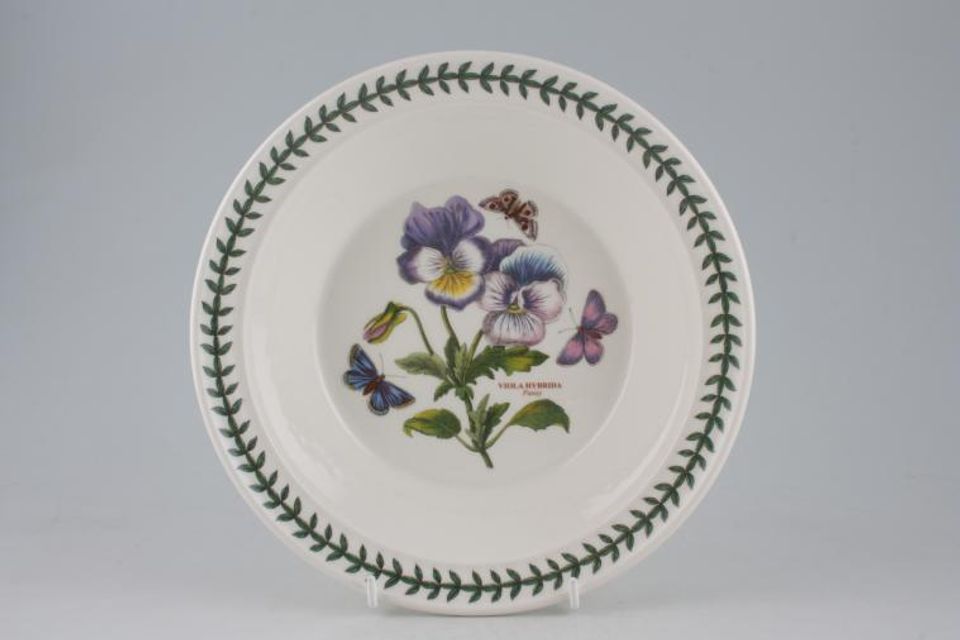 Portmeirion Botanic Garden Rimmed Bowl Viola Hybrida - Pansy 8 1/2"