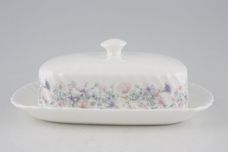 Wedgwood Angela - Fluted Edge Butter Dish + Lid Lid with knob 8 1/4" thumb 1