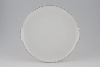 Thomas Medaillon Platinum Band - White with Thin Silver Line Cake Plate 11 1/8"