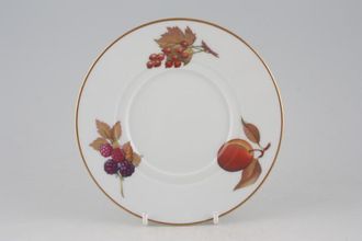 Sell Royal Worcester Evesham - Gold Edge Tea Saucer 3 1/8" well for straight sided cup. Redcurrants, Blackberry, Peach 6 1/4"