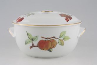 Royal Worcester Evesham - Gold Edge Casserole Dish + Lid Round, Gold Line on Handles and Gold Line Round knob on Lid 2pt