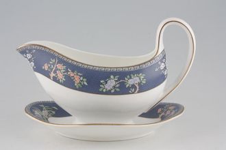 Wedgwood Blue Siam Sauce Boat and Stand Fixed