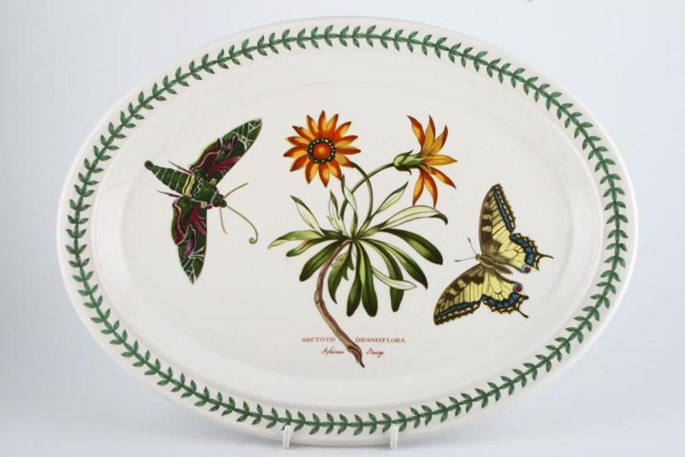 Portmeirion Botanic Garden - Older Backstamps Oval Platter Arctotis Grandiflora - African Daisy 14 7/8"