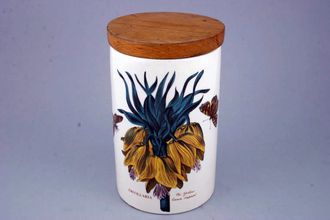 Portmeirion Botanic Garden - Older Backstamps Storage Jar + Lid Fritillania - The Yellow Crown Imperial - name on jar 4 3/4" x 7 1/2"