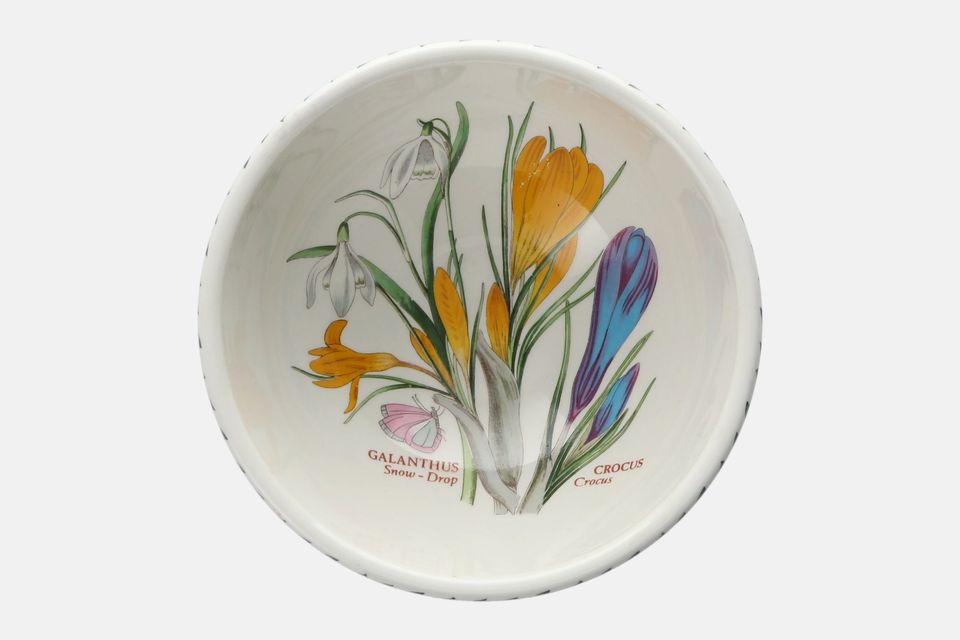 Portmeirion Botanic Garden - Older Backstamps Bowl Galanthus Crocus - Snow Drop Crocus - Name inside bowl 5 3/8"
