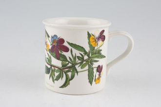 Portmeirion Botanic Garden - Older Backstamps Coffee Cup Drum shape - Viola Tricolor - Heartsease 2 1/2" x 2 5/8"