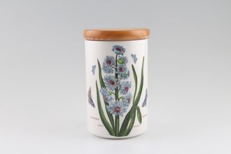 Portmeirion Botanic Garden - Older Backstamps Storage Jar + Lid Size represents height. Hyacinthus Orientalis - Eastern Hyacinth - lidded 7"