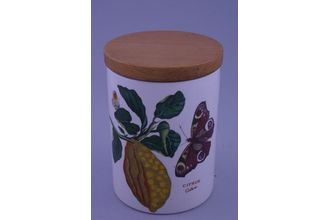 Portmeirion Botanic Garden - Older Backstamps Storage Jar + Lid Size represents height. Citrus - Citron - Lidded 5 1/4"