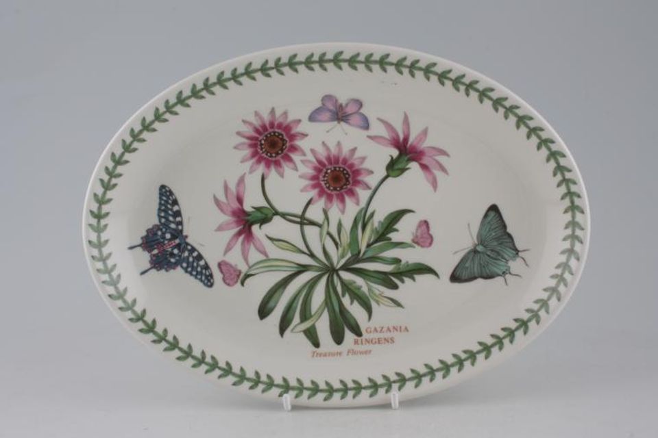 Portmeirion Botanic Garden - Older Backstamps Oval Plate Gazania Ringens - Treasure Flower - Not Rimmed 10 5/8"