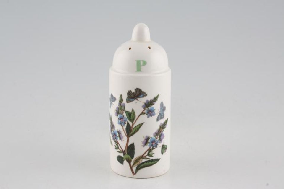 Portmeirion Botanic Garden - Older Backstamps Pepper Pot Veronica Chamaedrys - Speedwell - no name - letter P on top 4 1/4"