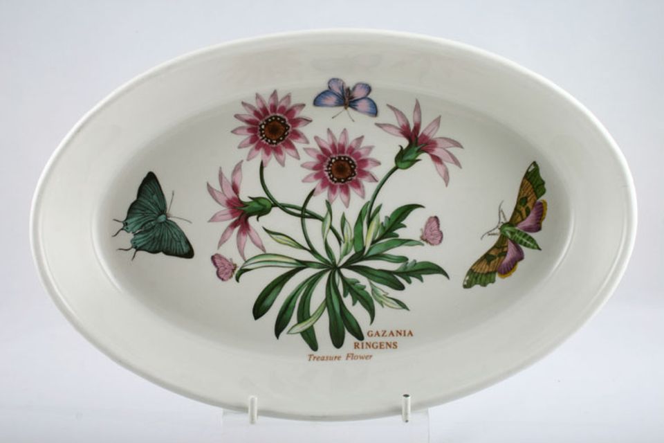 Portmeirion Botanic Garden - Older Backstamps Serving Dish Oval - OTT - Gazania Ringens - Treasure Flower 11 1/4" x 7 1/4"