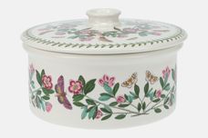 Portmeirion Botanic Garden - Older Backstamps Vegetable Tureen with Lid Drum Shape - Rhododendron Lepidotum - Rhododendron - no name 7 3/4" x 3 1/2" thumb 1