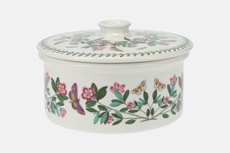 Portmeirion Botanic Garden - Older Backstamps Vegetable Tureen with Lid Drum Shape - Rhododendron Lepidotum - Rhododendron - no name 7 3/4" x 3 1/2"