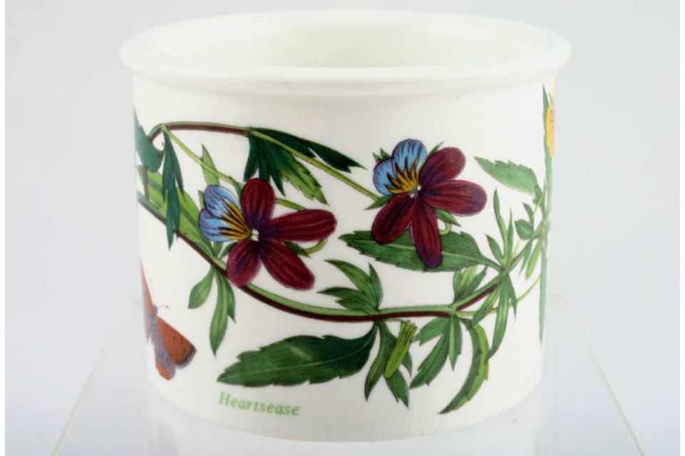 Portmeirion Botanic Garden - Older Backstamps Sugar Bowl - Open (Tea) Drum shape - Viola Tricolor - Heartsease - name on item 3 1/4" x 2 1/2"