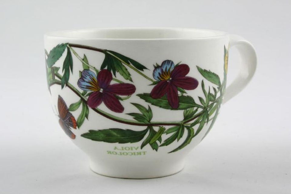 Portmeirion Botanic Garden - Older Backstamps Teacup Romantic Shape - Viola Tricolore - Heartsease - Named 3 1/2" x 2 3/4"