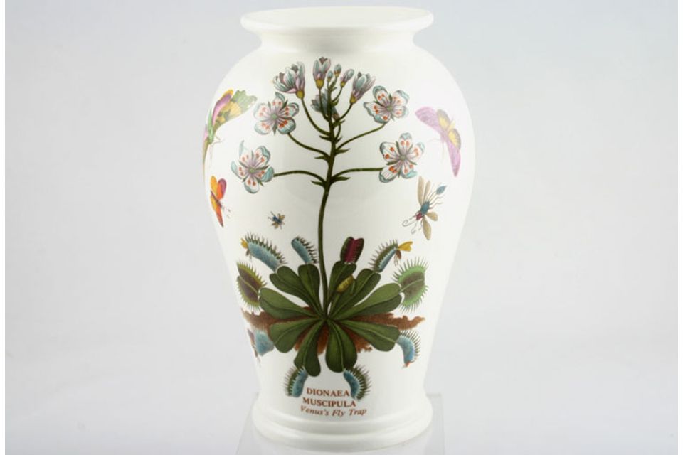 Portmeirion Botanic Garden - Older Backstamps Vase Canton Shape - Dionaea Muscipula - Venus Fly Trap 8"