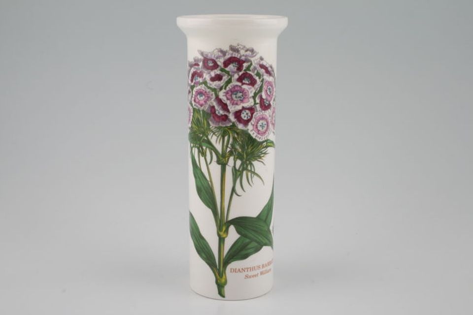 Portmeirion Botanic Garden - Older Backstamps Vase Cylinder shape-Dianthus Barbatus, Sweet William 6 3/4"