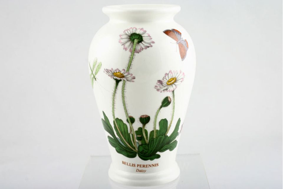 Portmeirion Botanic Garden - Older Backstamps Vase Canton shape - Bellis Perennis - Daisy - named 5 1/2"