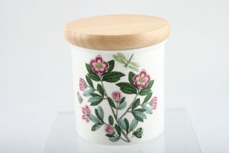 Portmeirion Botanic Garden - Older Backstamps Storage Jar + Lid Rhododendron Lepidotum - rhododendron - no name 2 5/8" x 2 5/8"