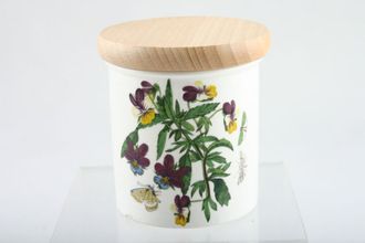 Portmeirion Botanic Garden - Older Backstamps Storage Jar + Lid Viola Tricolor - Heartsease - Not Named 2 5/8" x 2 5/8"