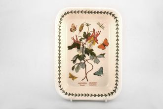 Portmeirion Botanic Garden - Older Backstamps Lasagne Dish Rectangular - Aquilegia Gracilis - Slender Columbine - name on dish - baking dish 8 3/4" x 6 3/8"
