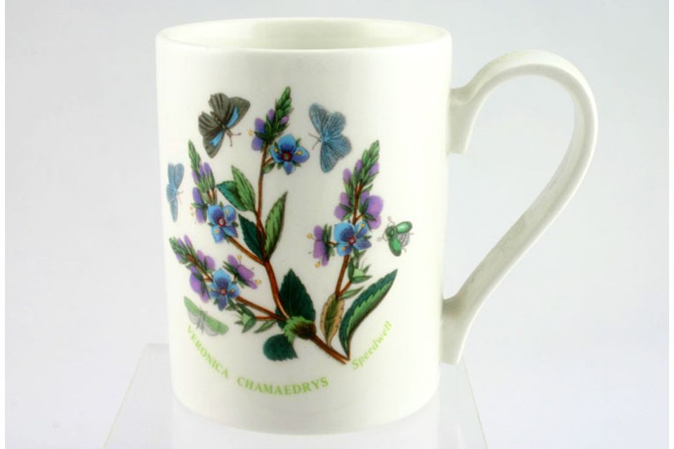 Portmeirion Botanic Garden - Older Backstamps Mug Drum Shape - Veronica Chamaedrys - Speedwell - name on mug 3 1/4" x 4 1/8"