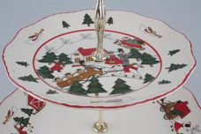 Masons Christmas Village 2 Tier Cake Stand 10 1/2" and 7 3/4" plates thumb 2