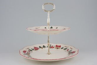 Sell Masons Christmas Village 2 Tier Cake Stand 10 1/2" and 7 3/4" plates