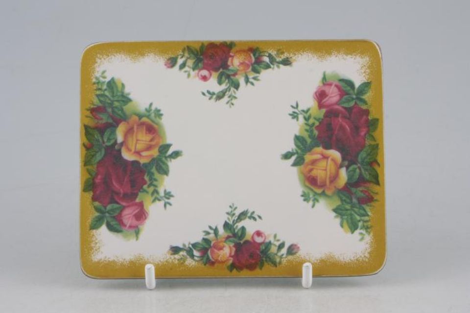 Royal Albert Old Country Roses - Made in England Coaster Cork Backed, No backstamp 4 1/2" x 3 1/2"