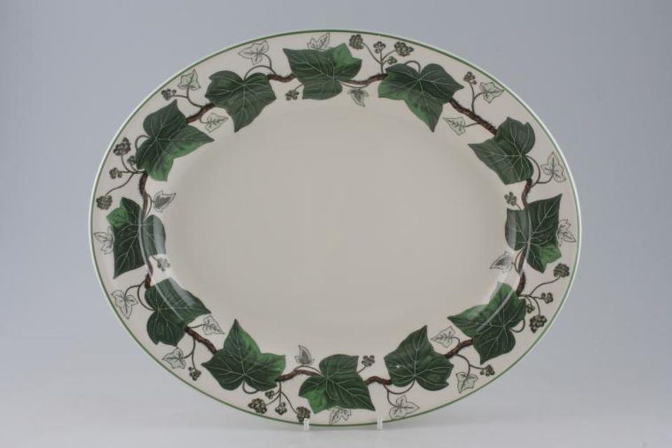 Wedgwood Napoleon Ivy - Green Edge Oval Platter 14"