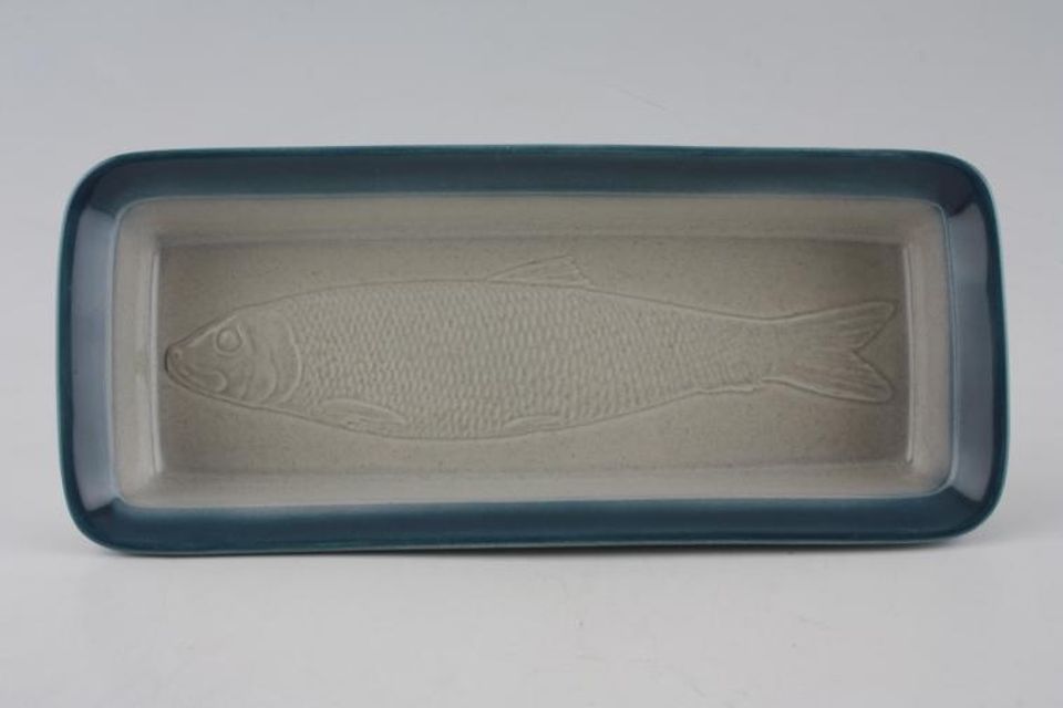 Wedgwood Blue Pacific - Old Style Serving Dish Rectangular wiith Embossed Fish 10 5/8" x 4 1/2"