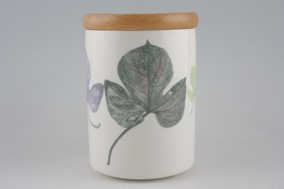 Portmeirion Seasons Collection - Leaves Storage Jar + Lid Height without lid, 3 leaves 3 3/4" x 5"