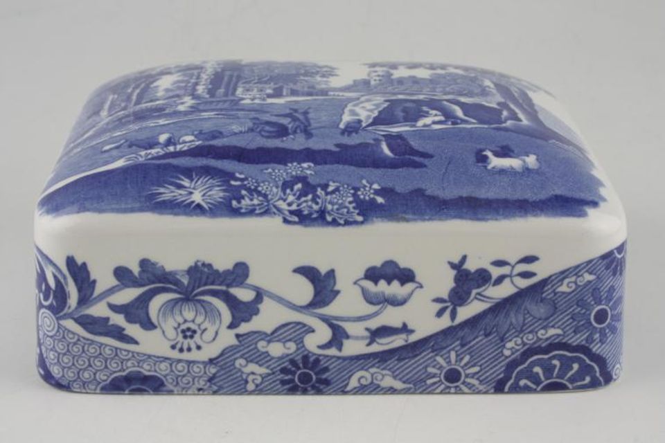 Spode Blue Italian Butter Dish Lid Only Flat Style