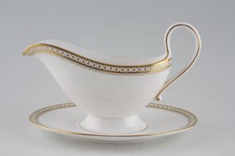 Spode Golden Bracelet Sauce Boat and Stand Fixed