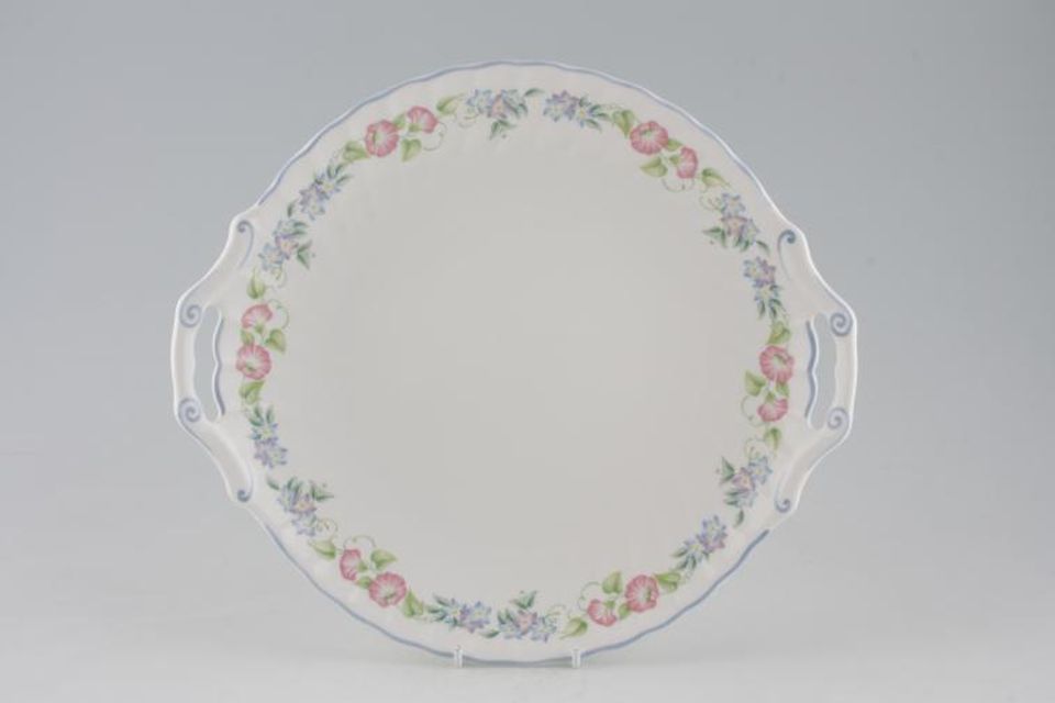 Royal Worcester English Garden - Ribbed - Blue Edge Cake Plate Open eared 12"