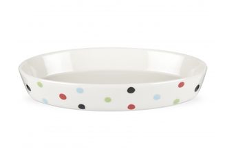 Spode Baking Days - White with Multi-coloured Spots Serving Dish Oval 11"