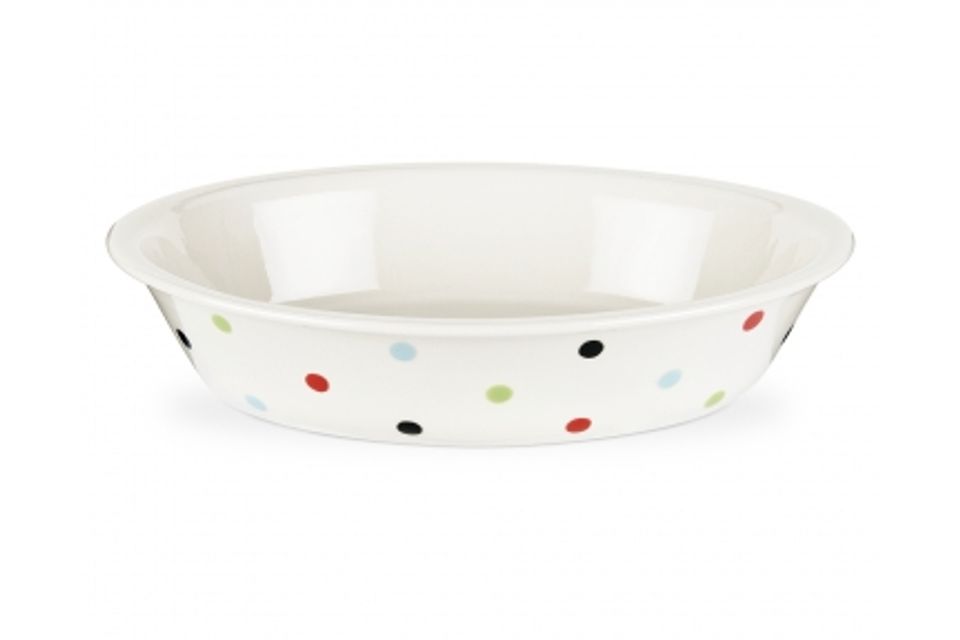 Spode Baking Days - White with Multi-coloured Spots Roaster Oval Rim Dish 12 1/2"