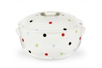 Spode Baking Days - White with Multi-coloured Spots Casserole Dish + Lid 3 1/2pt