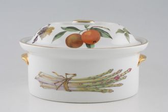 Royal Worcester Evesham - Gold Edge Casserole Dish + Lid Oval Game Casserole With Handles 3pt