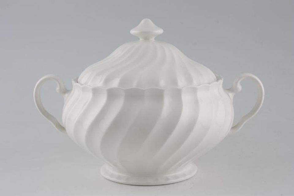 Johnson Brothers Regency White Vegetable Tureen with Lid Small, with handles.