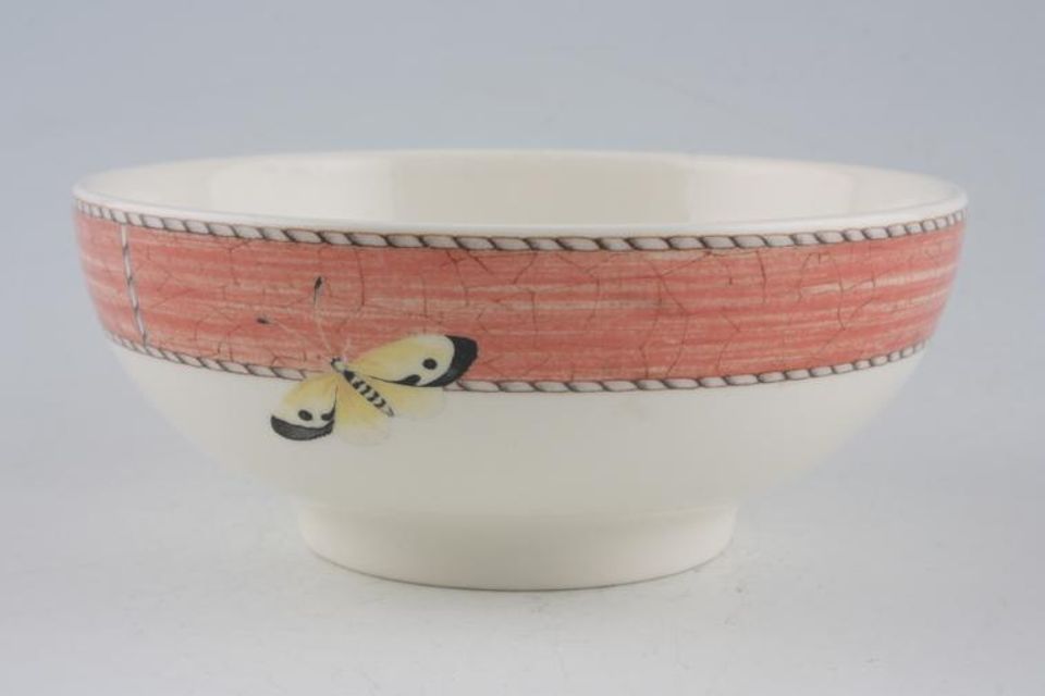 Wedgwood Sarah's Garden - Cream and Terracota Soup / Cereal Bowl Terracota- Yellow Butterfly on outside. 5 1/2"