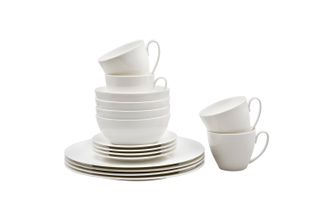 Denby China by Denby 16 Piece Dinner Set 4 x Dinner Plates, 4 x Small Plates, 4 x Cereal Bowls and 4 x Small Mugs