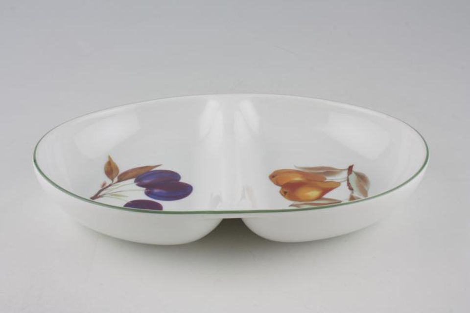 Royal Worcester Evesham Vale Vegetable Dish (Divided) Plums and Pears 11 1/2"