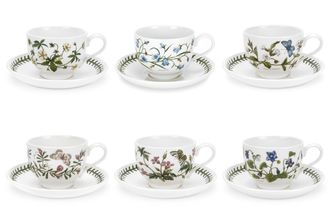 Portmeirion Botanic Garden Teacup & Saucer - Set of 6 New Motifs 200ml