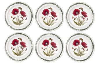 Portmeirion Botanic Garden Dinner Plates - Set of 6 Poppy Design 26.5cm