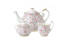 Royal Albert Rose Confetti 3 Piece Tea Set Teapot, Sugar Bowl and Creamer - Rose Confetti thumb 1