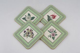 The Royal Horticultural Society Applebee Collection Coaster Cork Back, Flowers may vary, Set of 4 4 1/8"