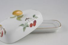 Royal Worcester Evesham - Gold Edge Butter Dish + Lid Oblong with fruit shape knob 6 1/4" x 3 1/2" thumb 2