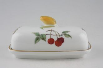 Sell Royal Worcester Evesham - Gold Edge Butter Dish + Lid Oblong with fruit shape knob 6 1/4" x 3 1/2"